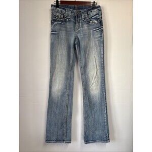 Cowgirl Up Pants Women 4 Blue Denim Jeans Boot Cut Dont Fence Me in Cotton 4/W28